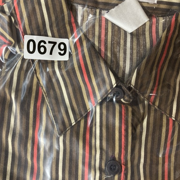 Roaman's Shirt‎ Women's Size Medium Brown Striped Long Sleeve Retro Casual Y2K - Picture 9 of 9